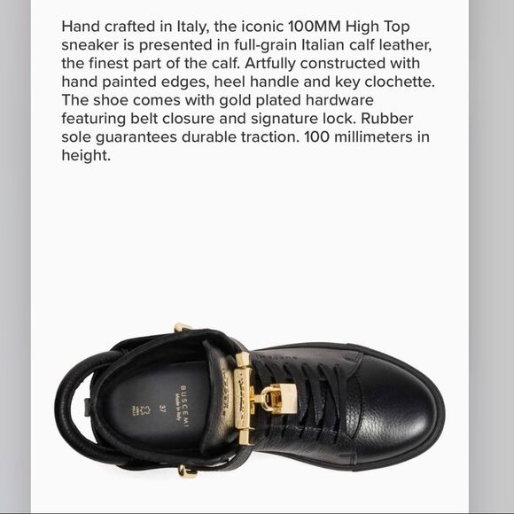 Authentic Buscemi 100mm Black High Top Sneaker Size 36  - Picture 15 of 16